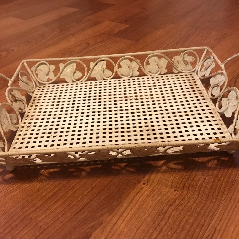 Decorative Metal Serving Tray with Lattice Base - Picture 4 of 5